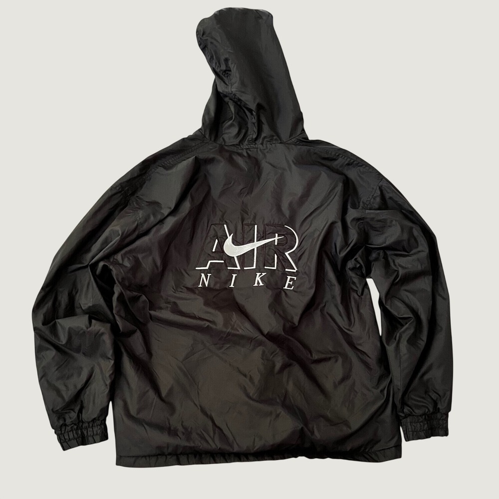 VTG 90s Nike Windbreaker Black Nike Air Embroidered Fleece Lined Hooded Size M